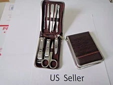 9 PCS Pedicure/Manicure Set Nail Clippers Cleaner Cuticle Grooming Kit Case USA
