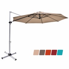 Hampton Bay 11 Ft Offset Led Patio Umbrella In Tan Outdoor Shade Protection For Sale Online Ebay