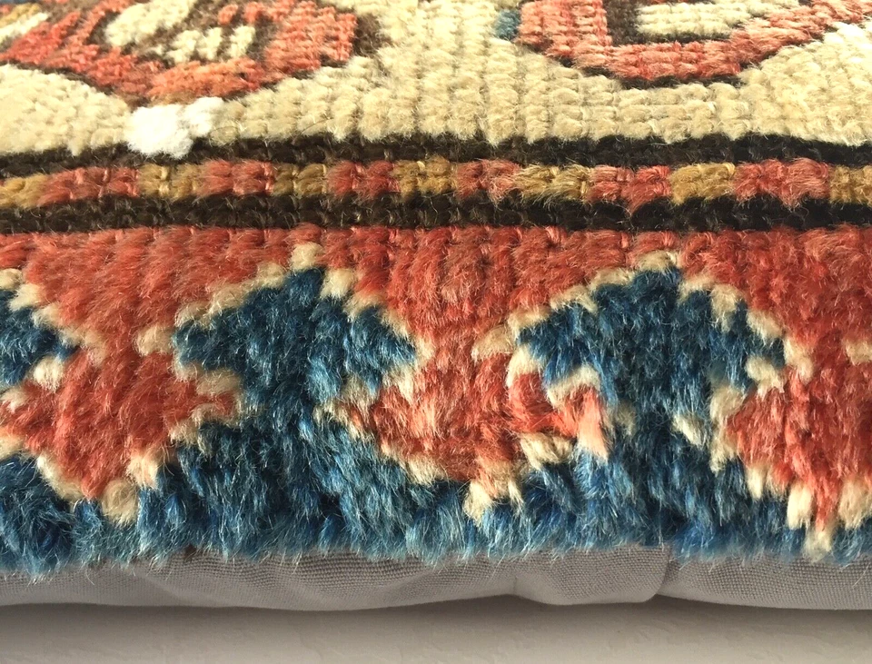 Antike Retro Moghan Kaukasus Teppich Kissen Handgeknüpft Grün Antique Pillow Rug - Bild 4 von 4
