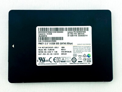512GB Samsung PM871 Internal SSD MZ-7LN5120 Solid State Drive 2.5'' SATA III