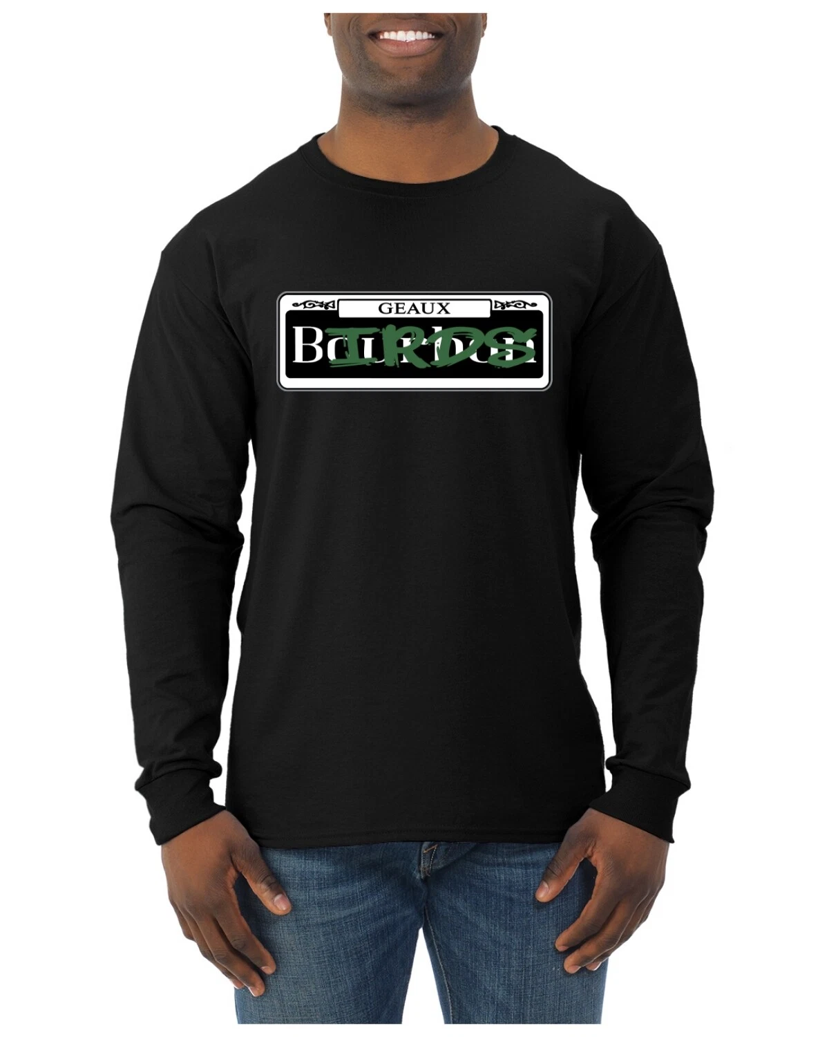 Geaux Birds Spray Paint New Orleans Philly Football Sports Mens Long Sleeve
