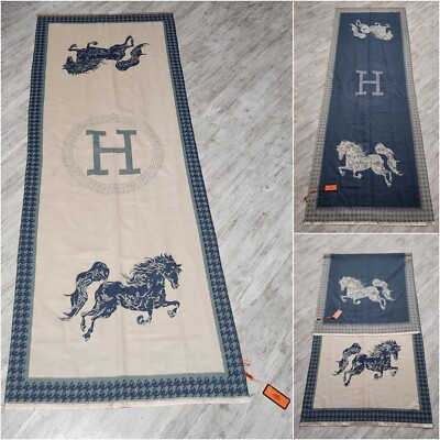 BRAND NEW Hermes RARE Cashmere Silk Dark And White