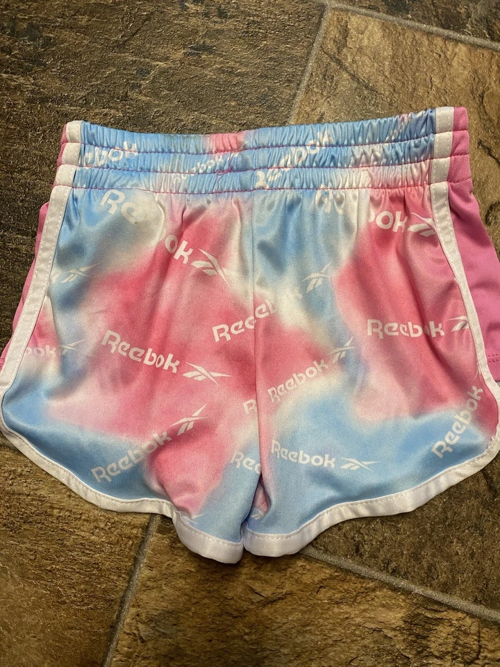Pantalones cortos Reebok rosa/azul para niñas pequeñas talla 4  Foto 4 de 4