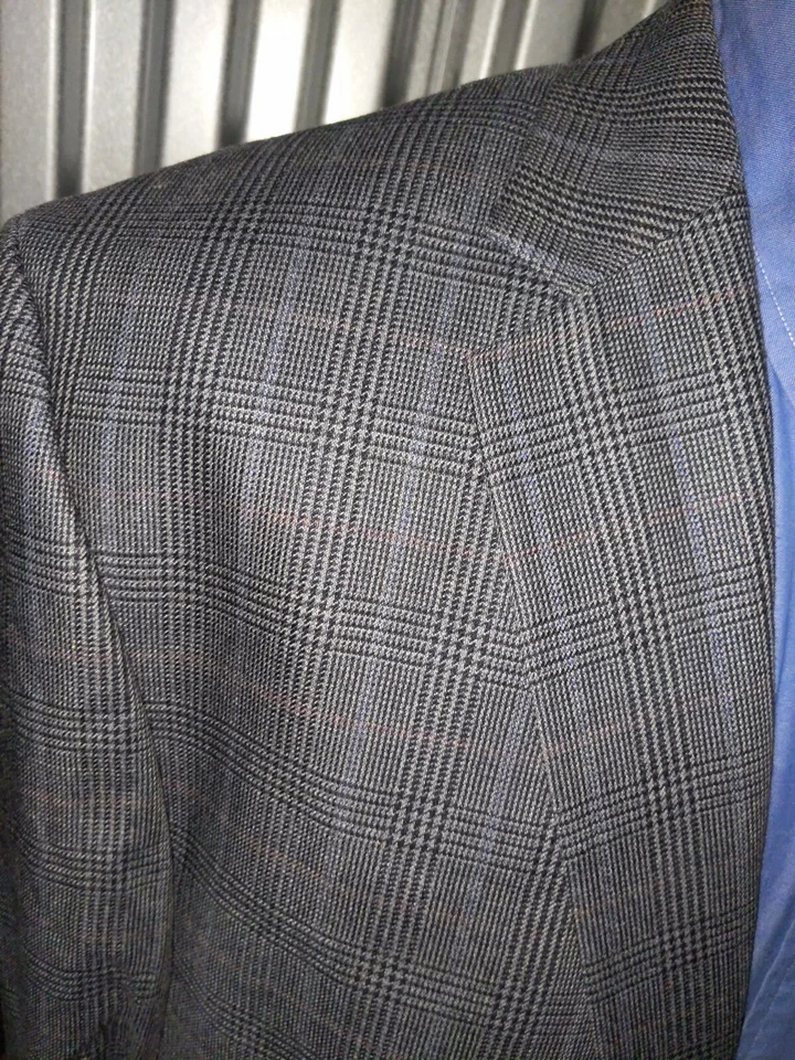Jaqueta de tweed 46R Ralph Lauren rosa azul Glen lã de seda blazer casaco esportivo - Imagem 3 de 4