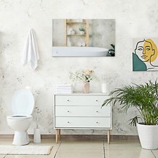 Frameless bathroom mirror with square pre drilled holes and wall fasteners