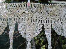 Bas de rideau en dentelle faite main macramé ancien XIXè 1,25 m x 76 cm