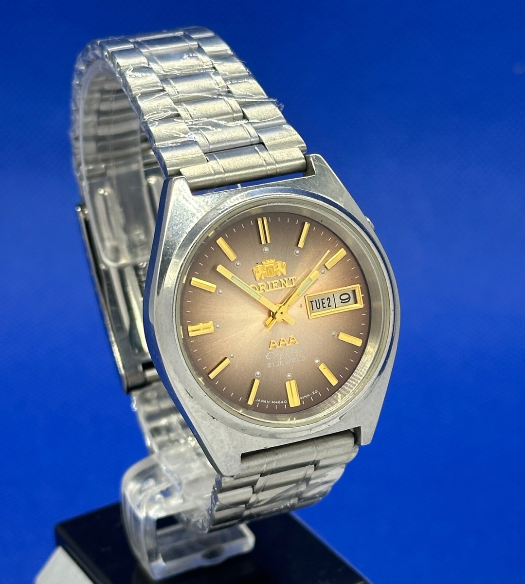 Orient AAA stainless steel automatic wristwatch brown dial