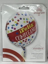 Anagram Feliz Cumpleanos Birthday Polka Dot Red Decorative Balloon Party 17”