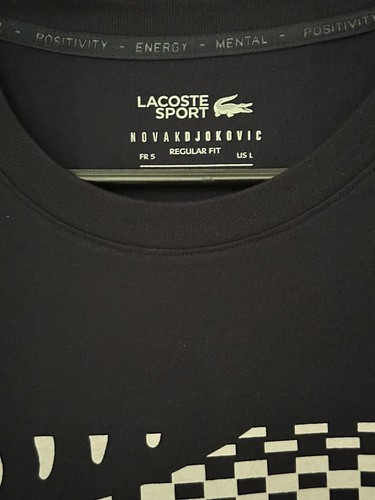 LACOSTE x NOVAK DJOKOVIC REGULAR FIT PERFORMANCE TENNIS Lg NAVY T-SHIRT NEW/TAGS - Picture 11 of 18