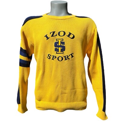 Vintage Izod Sport Knit Crewneck Spellout Emboidered Golf Sweater