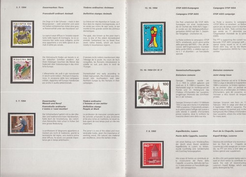 Switzerland Helvetia Official Complete Mint Year Set Folder Stamps 1994 - Picture 4 of 5