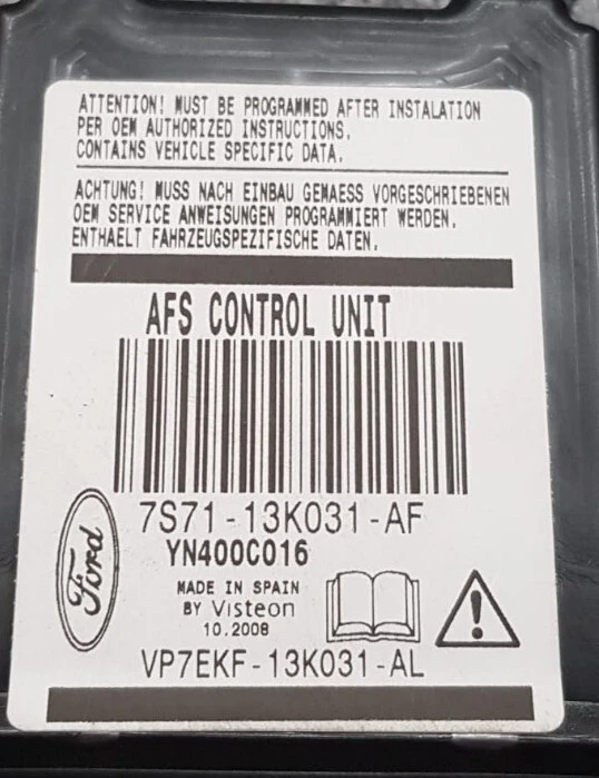 FORD MONDEO 4 IV 2007-11 CENTRALINA AFS FARI FANALI 7S7113K031AF ORIGINALE - Immagine 2 di 3