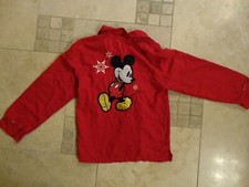 Vtg Cool Red Disney Mickey Mouse L/s Shirt Youth M 7-8 Very Nice