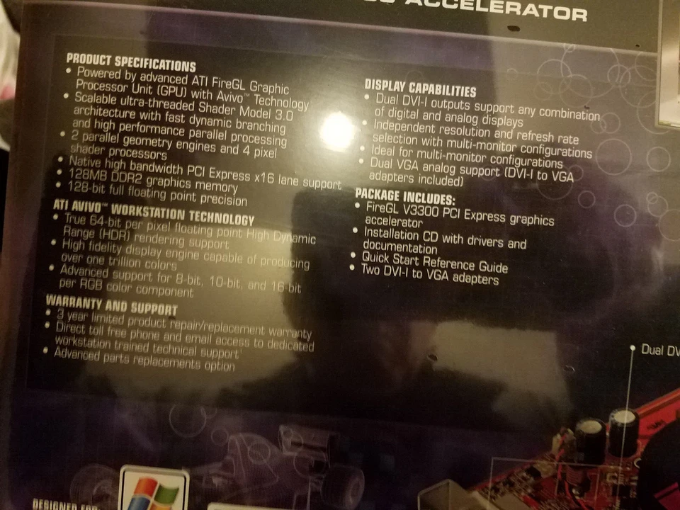 ATI FireGL V3300 x16 PCIE 128MB GDDR2 Dual DVI Workstation Video Card 100-505135 - Image 4 of 4