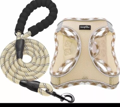 Dog Harness with Leash Set No Pull Adjustable Reflective Step-In Puppy Harness M