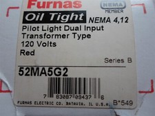 New: Furnas Oil Tight Pilot Light Dual Input Red 52MA5G2 Transformer Type 120V