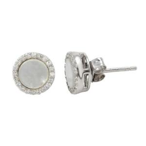 SURANO DESIGN JEWELRY Sterling Silver CZ Stones Round Stud Earrings 