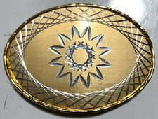 Goldtone Handcrafted Engraved Fancy Belt Buckle Oval Center Star, Faceted Design