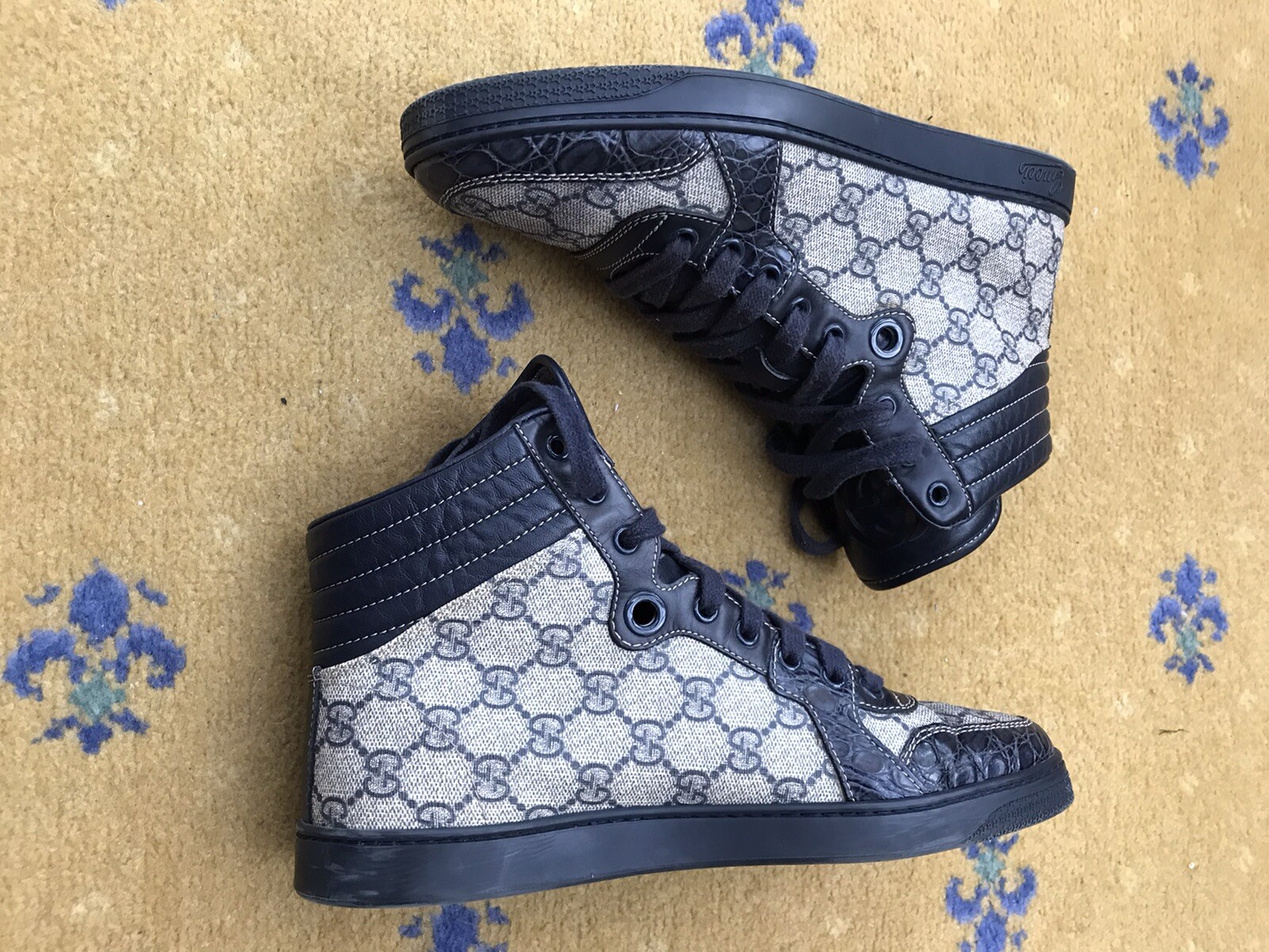 Gucci Trainers Sneaker Shoes High Top Croc Canvas Monogram Mens UK 6 US 7 EU 40 thumbnail 3