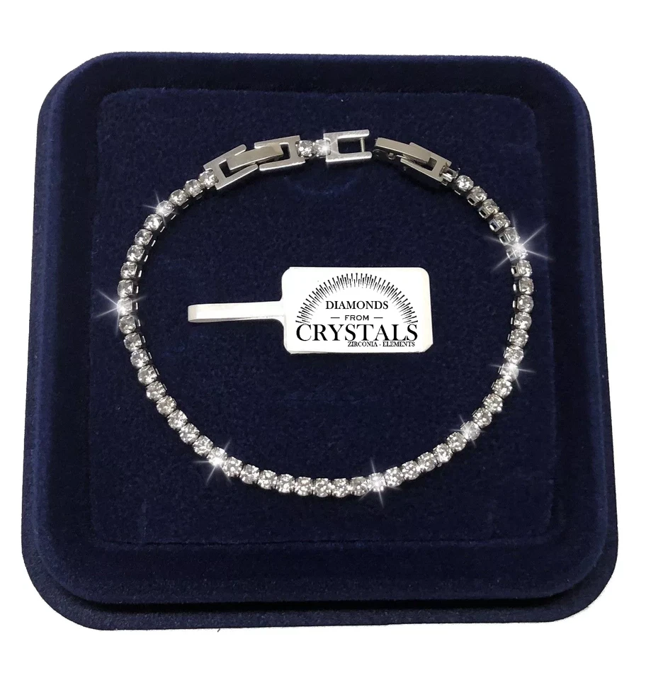 Finissimo Bracciale Tennis Acciaio Uomo Donna Braccialetto 3mm - 5mm Nero Bianco - Immagine 2 di 2