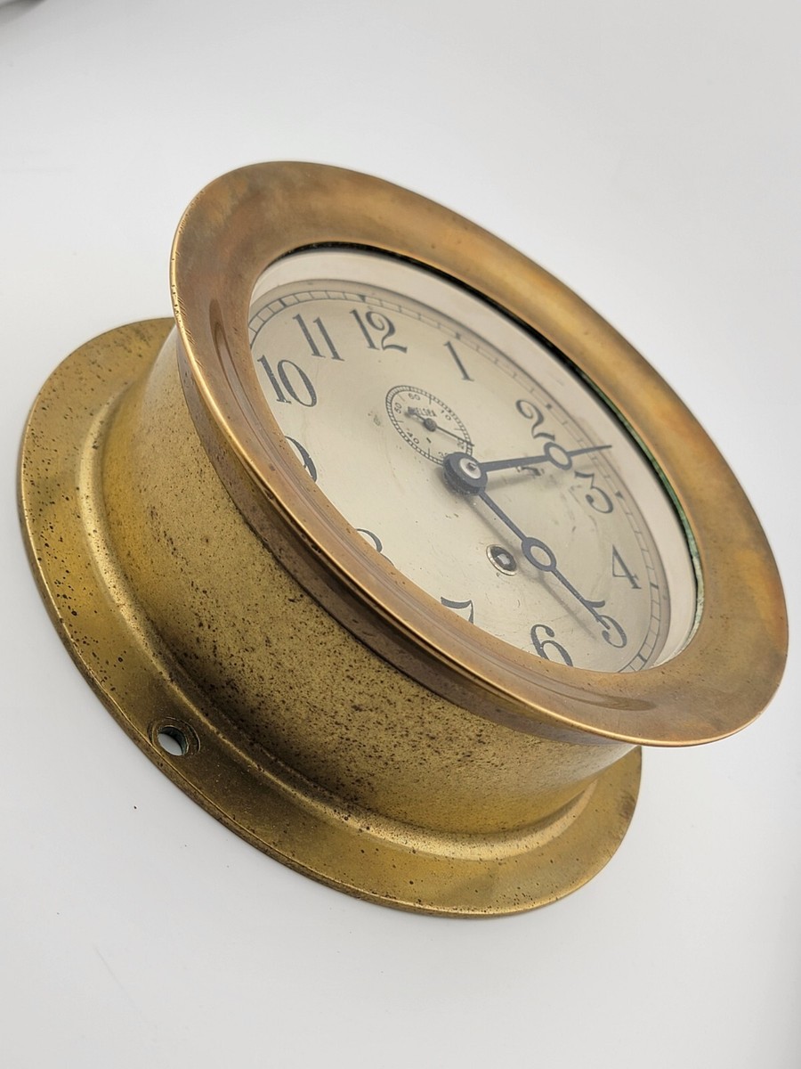 Rare Antique WW1 Chelsea Brass Ships Clock 6