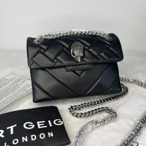 Brand New Kurt Geiger London Women's Leather Mini Kensington Crossbody Silver