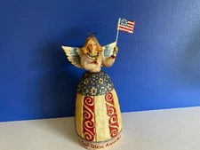 Jim Shore Heartwood Creek Patroitic Angel With Flag 2002 #117044