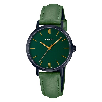 CASIO LTP-VT02BL-3AUDF DAMENUHR LEDER GRÜN 30mm UNTERPREIS