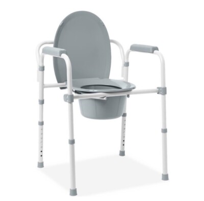 OPEN BOX Medline Guardian 3-In-1 Steel Bedside Commode Elongated  