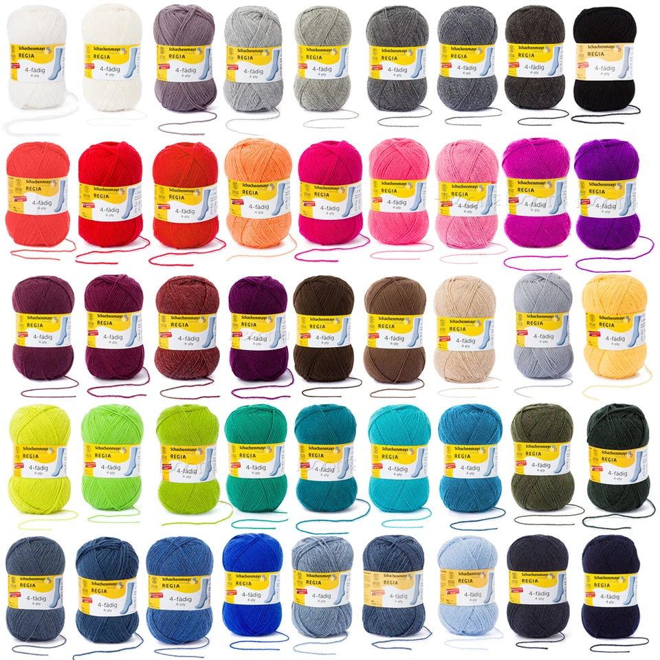 100g Regia UNI 4 FACH 52 Farben Sockenwolle Schachenmayr stricken