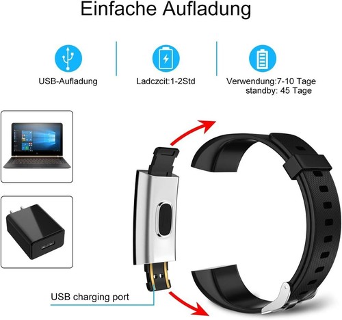 LEBEXY Fitness Armband Schrittzähler & Kalorienzähler, IP68-wasserdicht und H... - Bild 6 von 7