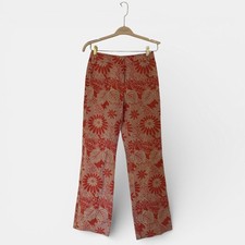 RARE Escada Coral Linen Pants Floral Pattern Size EU34 Maximalist 70s Retro