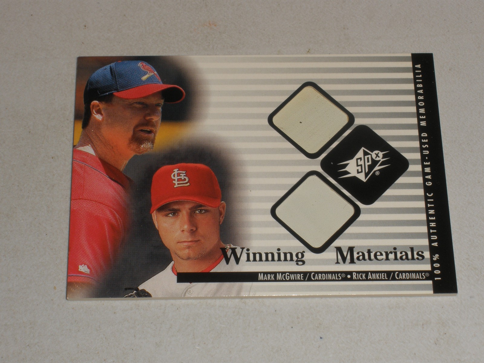 2000 Upper Deck SPX Winning Materials Dual Base #RA Mark McGwire Rick Ankiel