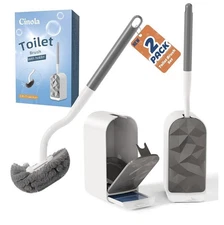 2 Pack Toilet Brush And Holder Set, Toilet Bowl Brush With Caddy / Mounted