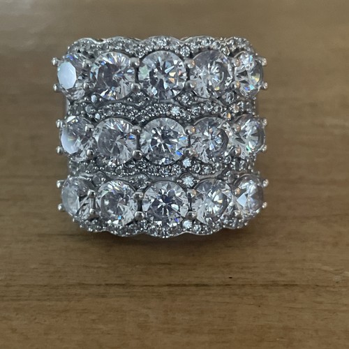 15gr SAMARA SJD Sterling Silver Huge Sparkly Statement Ring Sz 9.25