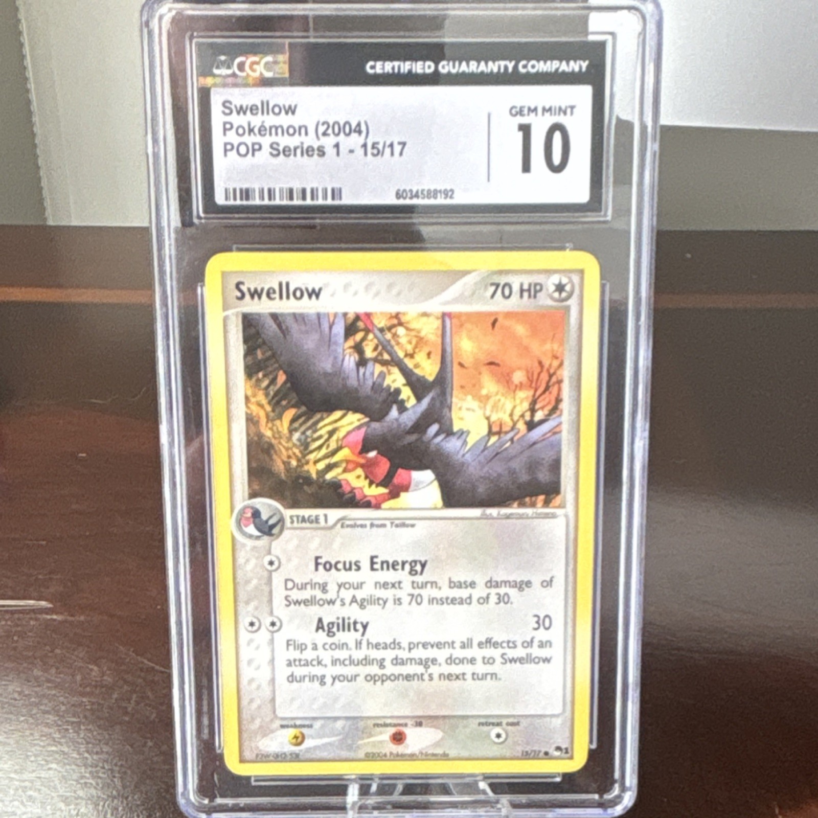 Pokémon Swellow 15/17 POP Series 1 2004 CGC 10 Regular Card 70 HP English TCG