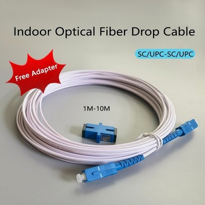 Fiber Drop Cable SC/UPC-SC/UPC Simplex Core FTTH Indoor 1M-10M With Adapter