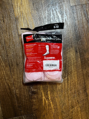Supreme Hanes Crew Socks - PINK, Pack of 4 Pair Size 6-12 | eBay