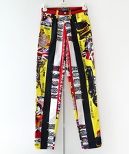 90s Vintage VERSACE Pants Printed Trousers Rock Beatles Black White Size 28 42