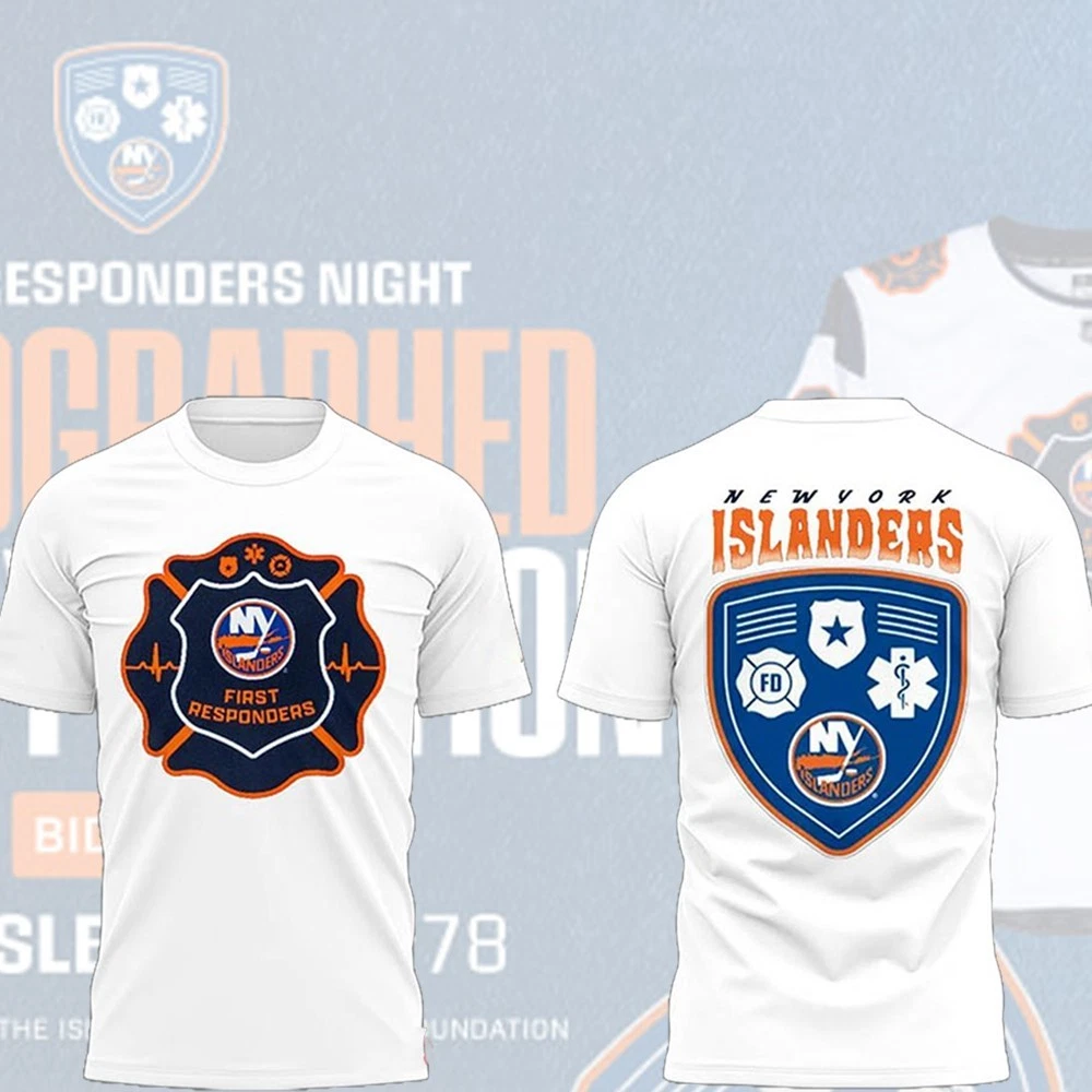 New York Islanders First Responders Night 2026 Double Sided T-Shirt