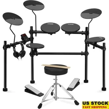 Electric Drum Set Beginners Portable Practice Kit 120 Sounds Accessories New