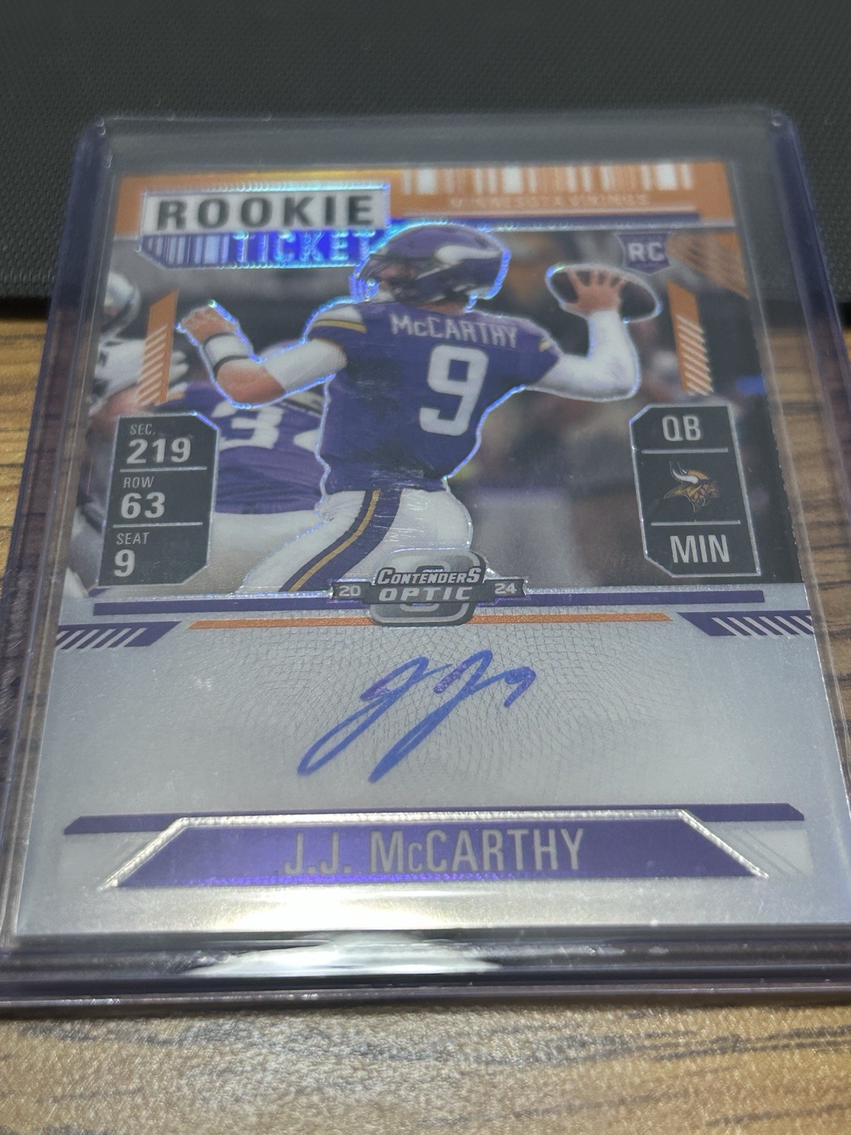 2024 Contenders Optic JJ McCarthy ON CARD Rookie Ticket Auto #d /50 Orange