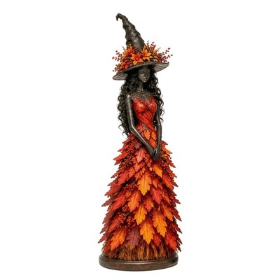 Enchanted Autumn Witch Figurine, Halloween Witch Statue (Golden Harvest) | Fall