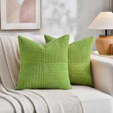 Set of 2 Big Decorative Throw Pillow Covers 24" x 24" Pack of 2 Lime Green