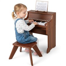 25 Keys Digital Piano w/Music Stand Stool Lighted Keys Teaching Mode for 3 Kids