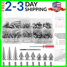 80 Pieces Multiple Sizes Cone Spikes, Screwback Studs Rivets, 3 Sizes Metal T...