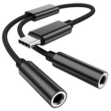 2Pcs to Dual 3.5mm Female Headphone Adapter, USBC to Dual Female Aux Y Jack H...
