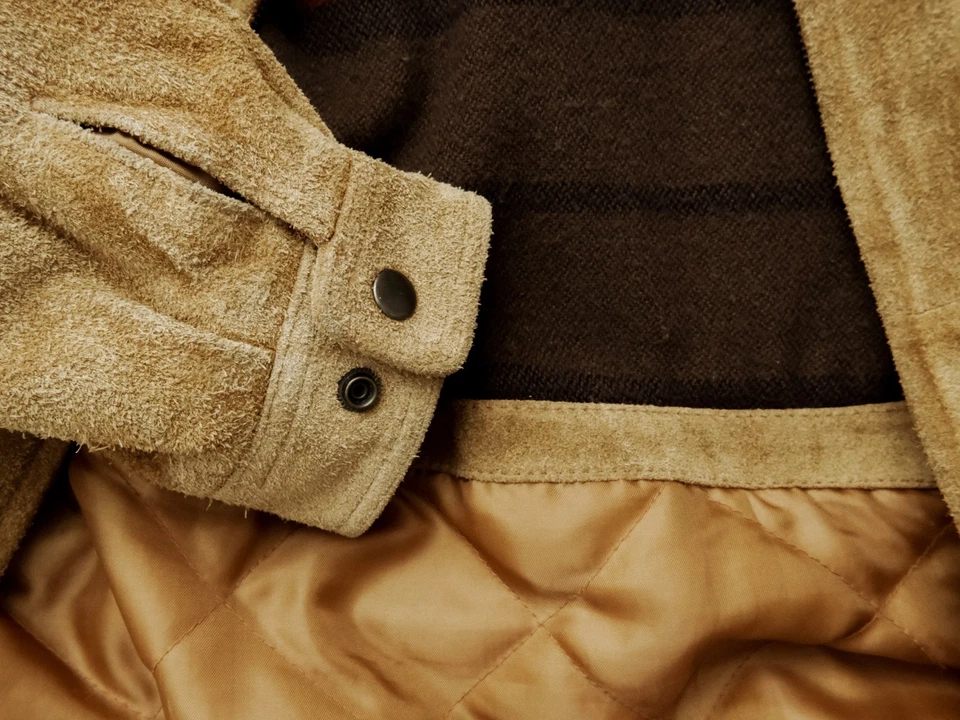 Chaqueta de cuero áspero Context para hombre con forro de algodón (talla grande) Foto 4 de 4