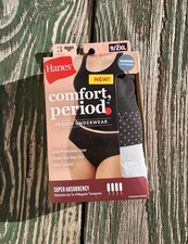 3-Pack HANES Women's 9/2XL Comfort Period Protection Underwear Super Absorbent