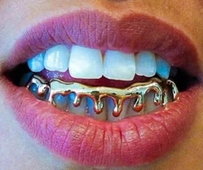 Drip Grillz Custom Piece 14K Gold Plated Lower Bottom Teeth No Dentist Needed